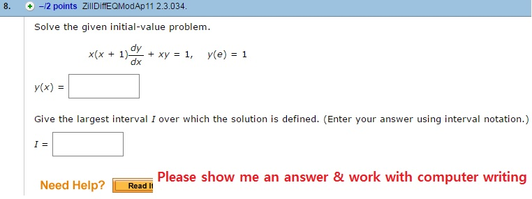 Solve The Given Initial Value Problem X X 1 Chegg Com