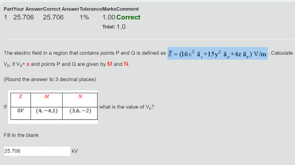 Solved Partyour Answercorrect Answertolerancemarkscomment Chegg Com