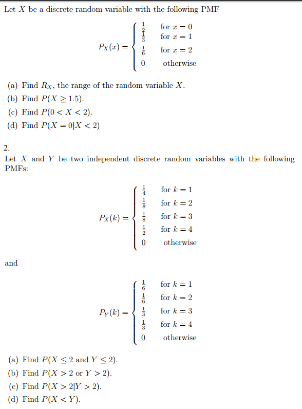 Solved Let X Be A Discrete Random Variable With The Follo Chegg Com