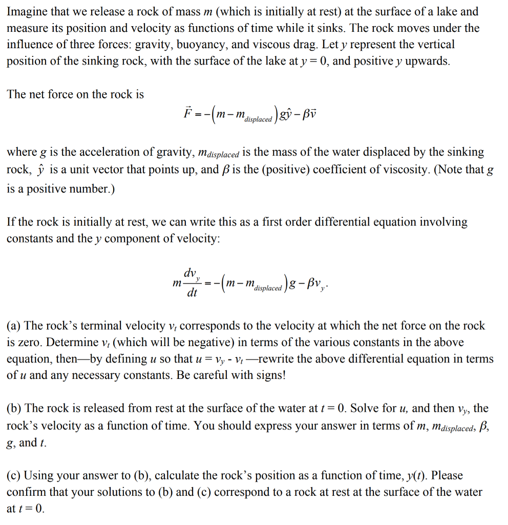 Solved Imagine That We Release A Rock Of Mass M Which Is Chegg Com