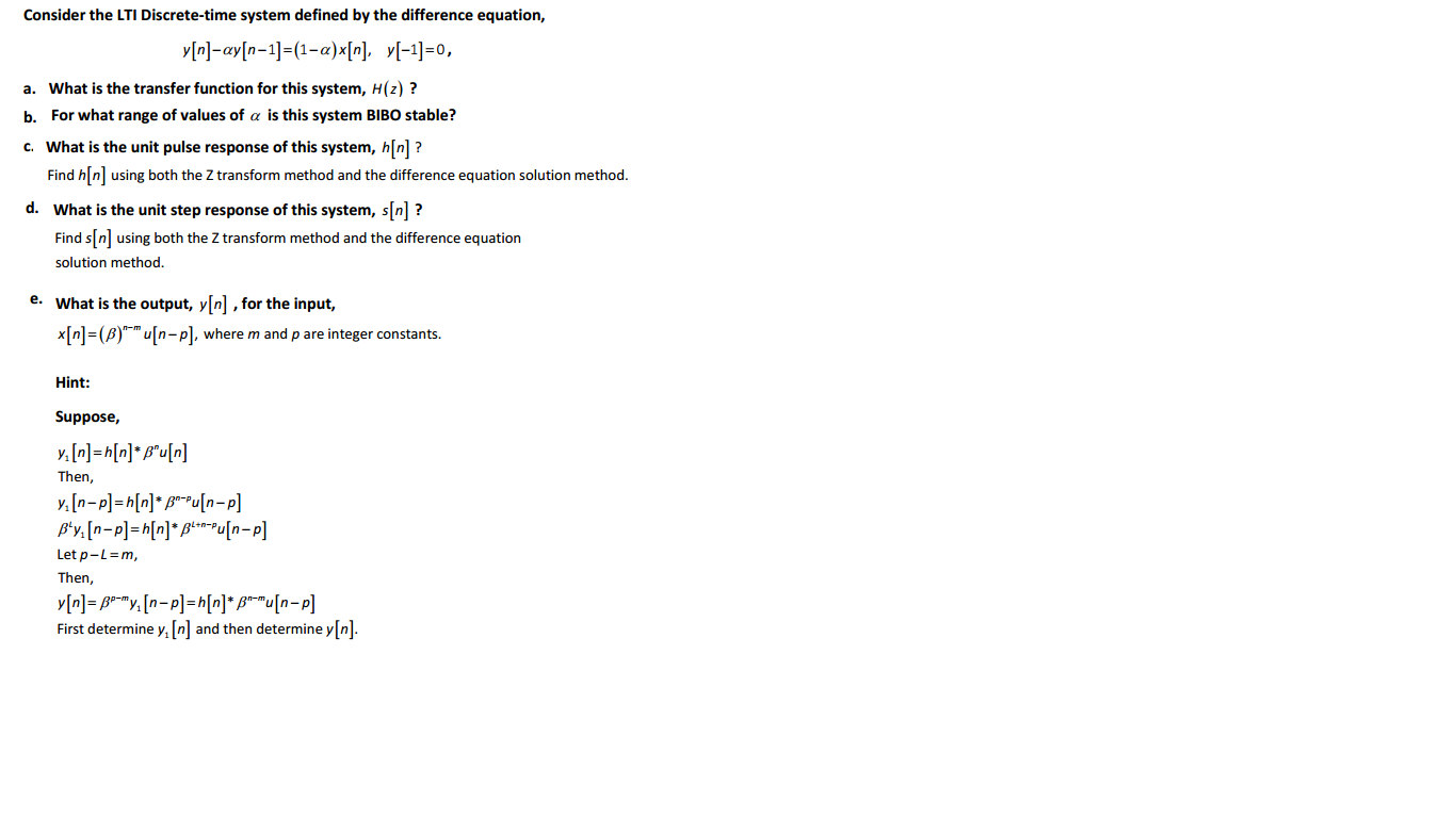 Solved Consider The Lti Discrete Time System Defined By T Chegg Com