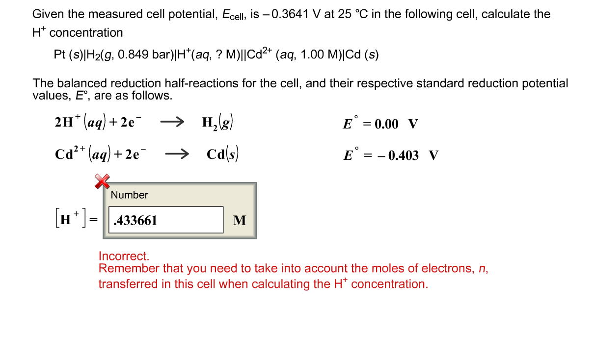 Solved Given The Measured Cell Potential E Cell Is 0 3 Chegg Com