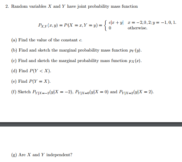 Solved Random Variables X And Y Have Joint Probability Ma Chegg Com
