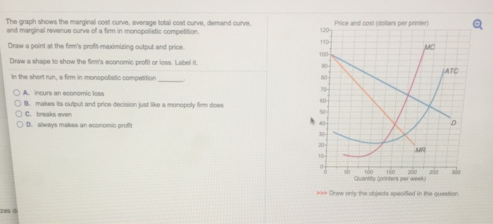 Solved The Graph Shows The Marginal Cost Curve Average T Chegg Com