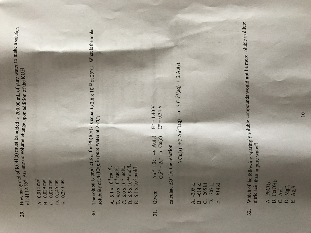 Solved How Many Mol Of Koh S Must Be Added To 0 00 Ml Chegg Com