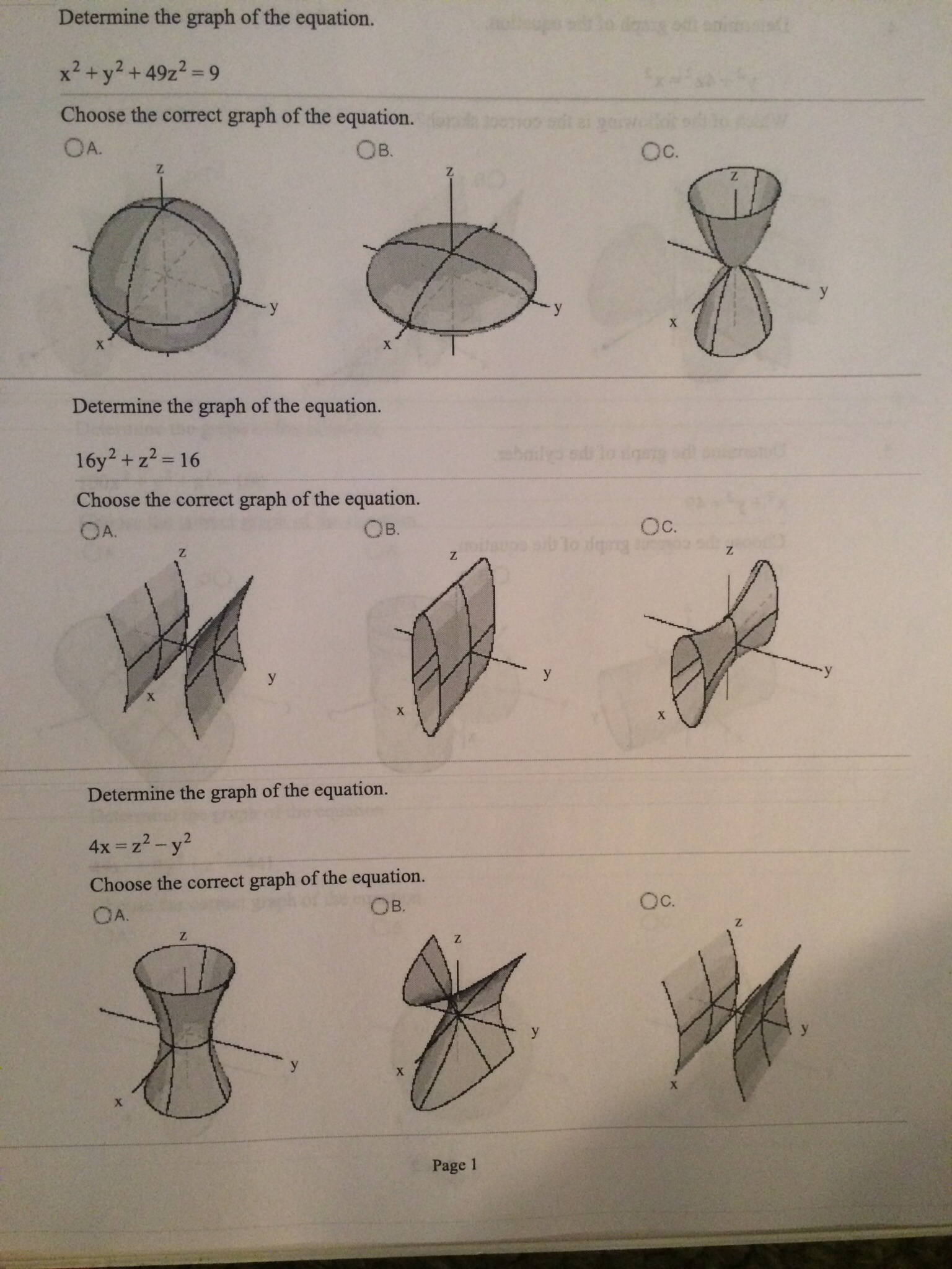 Solved Determine The Graph Of The Equation X2 Y2 49z2 Chegg Com