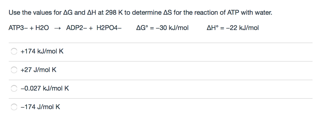 Use The Values For Delta G And Delta H At 298 K To Chegg Com