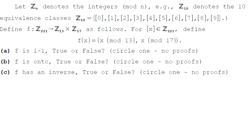 Solved Let Z Denotes The Integers Mod N E G Z10 Deno Chegg Com