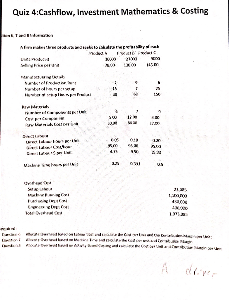 Solved Quiz 4cashflow Investment Mathematics Costing - 