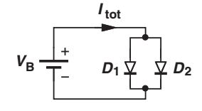 shows two diodes with reverse saturation currents of I S1 and I S2 placed in parallel. (a) Prove...