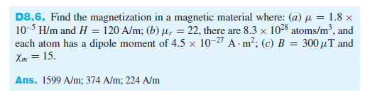 Solved D8 6 Find The Magnetization In A Magnetic Materia Chegg Com