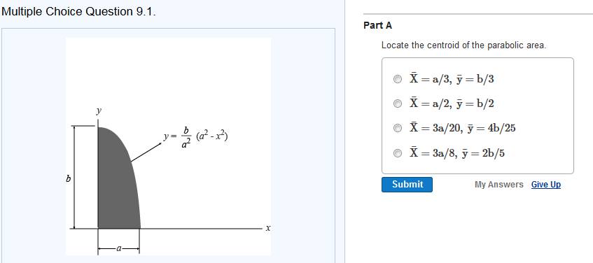 Locate The Centroid Of The Parabolic Area Chegg Com