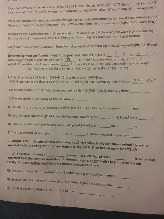 Solved Essential Formulae V Sound In Air 0 6 Times C Chegg Com