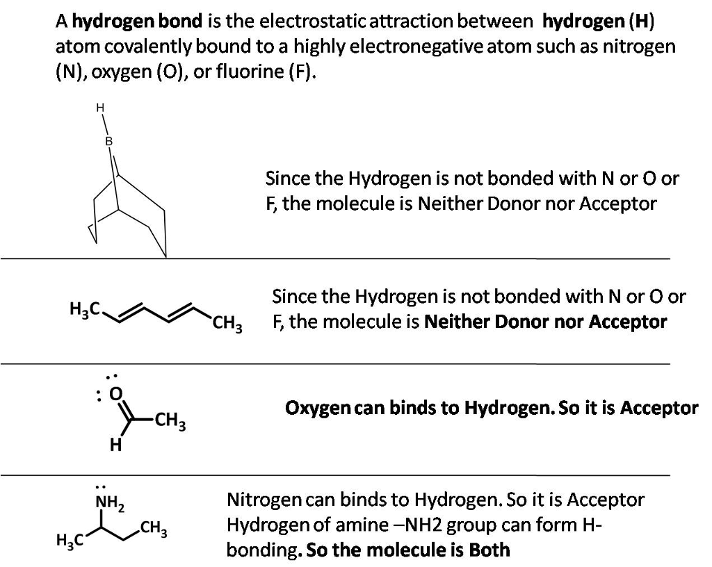 Question & Answer: A molecule or ion that donates the hydrogen in a hydrogen bond is a hydrogen bond donor A..... 1