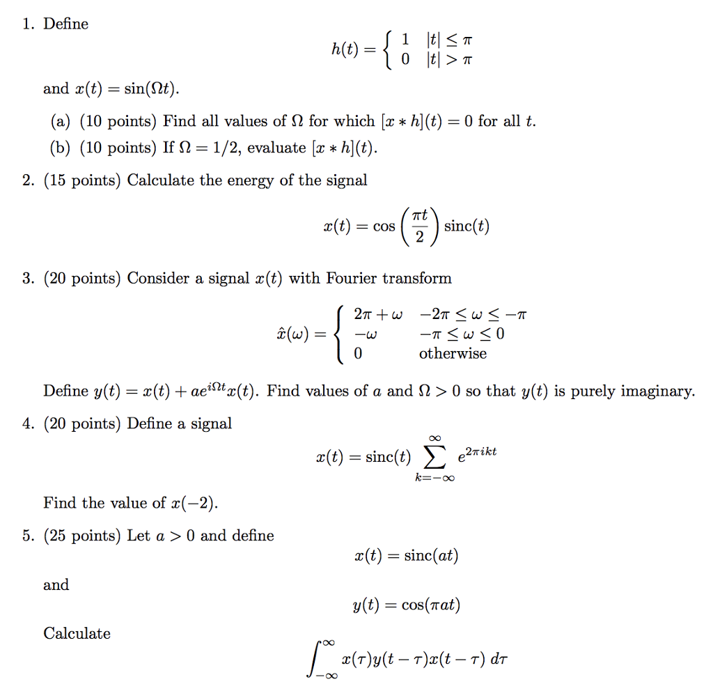 Solved 1 Define And X T Sin 0t A 10 Points Find Al Chegg Com