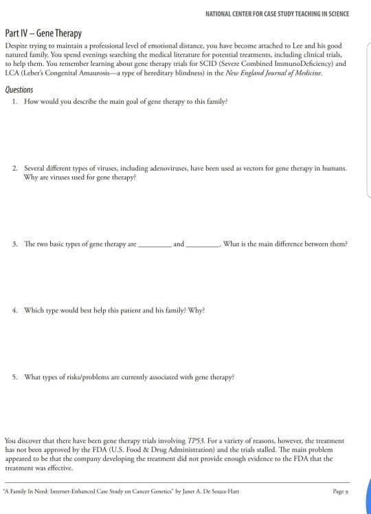 A family in need internet enhanced case study on cancer genetics answers image