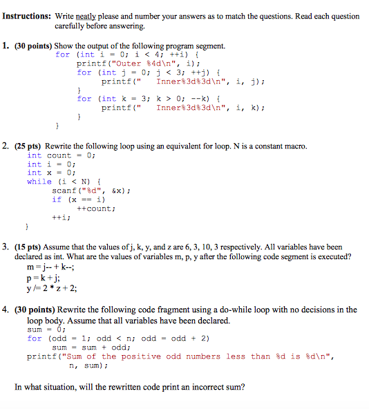 Solved Instructions Write Neatly Please And Number Your Chegg Com