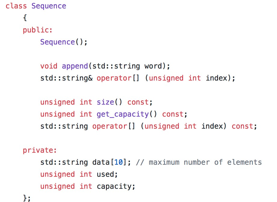 Solved C The Sequence Class Currently Stores A List Of Chegg Com