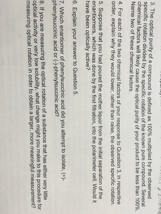 The Optical Purity Of A Compound Is Defined As 100 Chegg Com