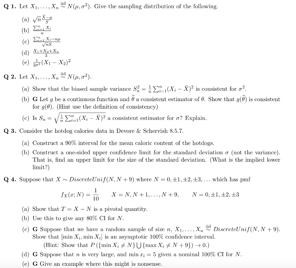 Solved Q 1 Let X1 Xn I N M S2 Give The Sam P Chegg Com