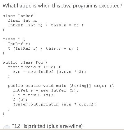 Solved What Happens When This Java Program Is Executed C Chegg Com