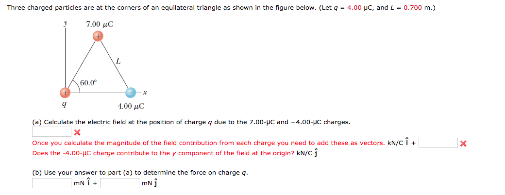 Solved Three Charged Particles Are At The Corners Of An E Chegg Com