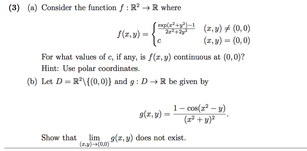 Solved 3 A Consider The Function F R2 R Where Exp Chegg Com