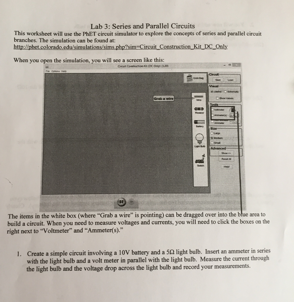 Solved: Lab 3: Series And Parallel Circuits This Worksheet ...