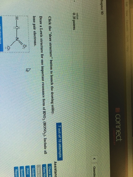 Solved Draw A Lewis Structure For One Important Resonance Chegg Com