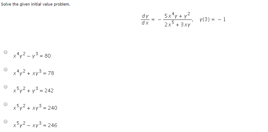 Solved Solve The Given Initial Value Problem Dy Dx Chegg Com