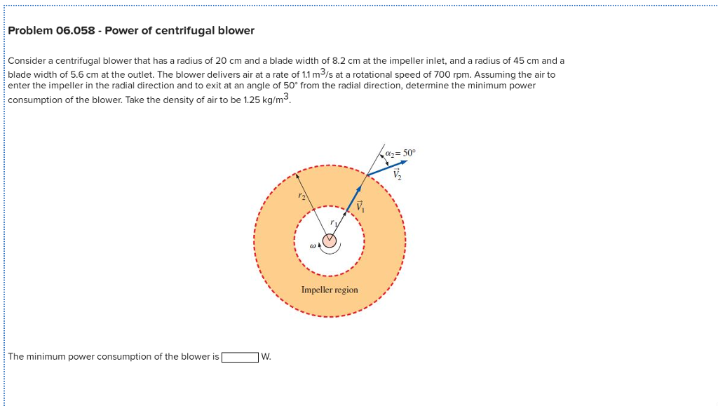 Problem 06 058 Power Of Centrifugal Blower Consider Chegg 