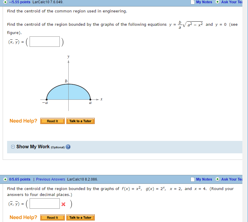 Find The Centroid Of The Region Bounded By The Graphs Chegg Com