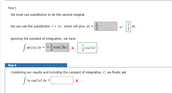 Evaluate The Integral 4x Cos 3x Dx Step 1 To Use Chegg Com
