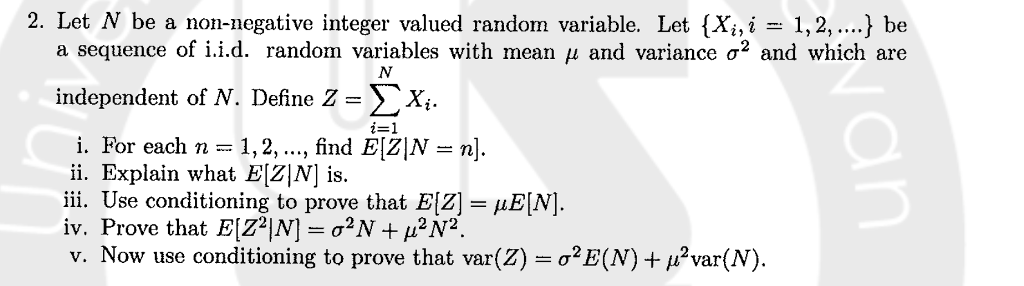 Solved 2 Let N Be A Non Negative Integer Valued Random V Chegg Com