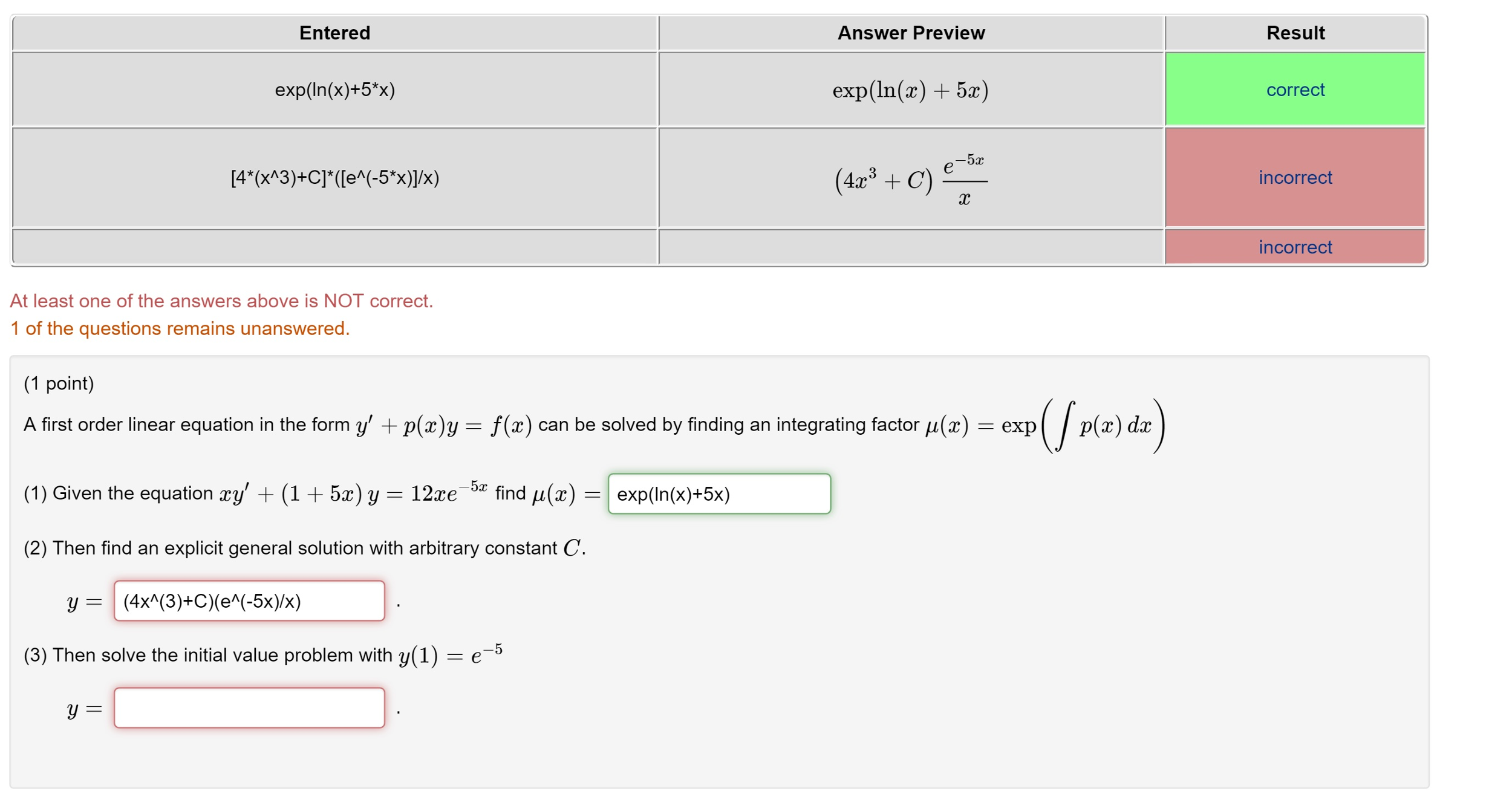 Solved A First Order Linear Equation In The Form Y P X Chegg Com