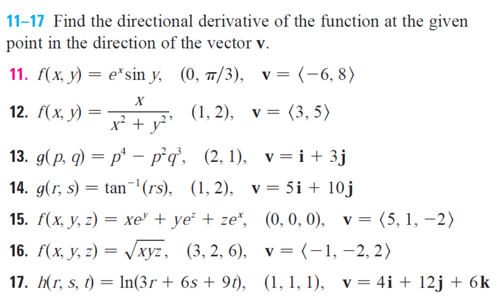 Solved 11 17 Find The Directional Derivative Of The Funct Chegg Com