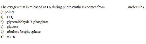 Where does the o2 released during photosynthesis come from