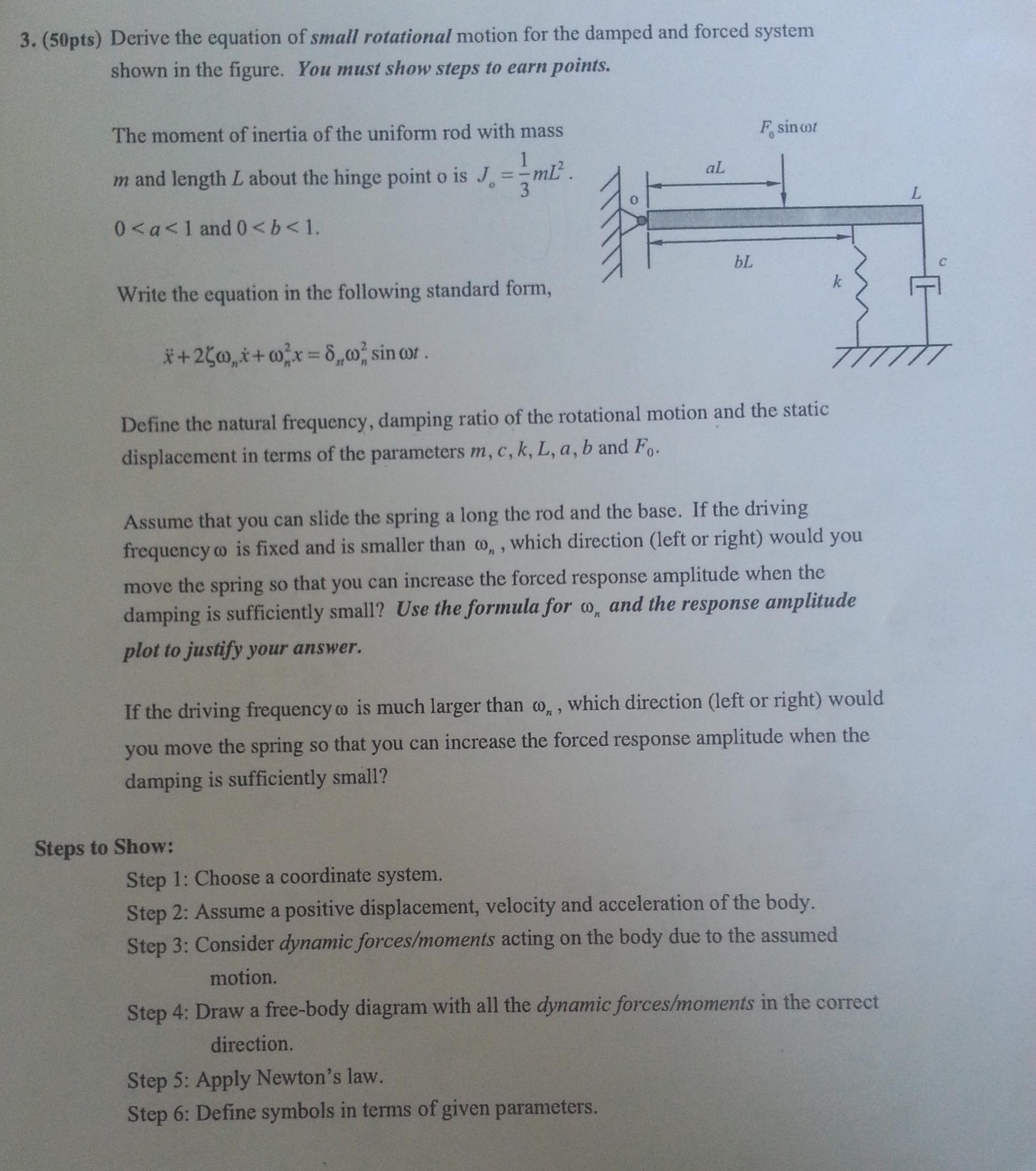 Derive the equation of small rotational motion for