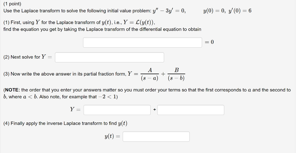 Solved Use The Laplace Transform To Solve The Following I Chegg Com