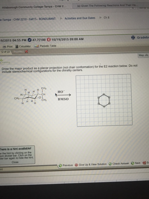 Solved Draw The Major Product As A Planar Projection Not