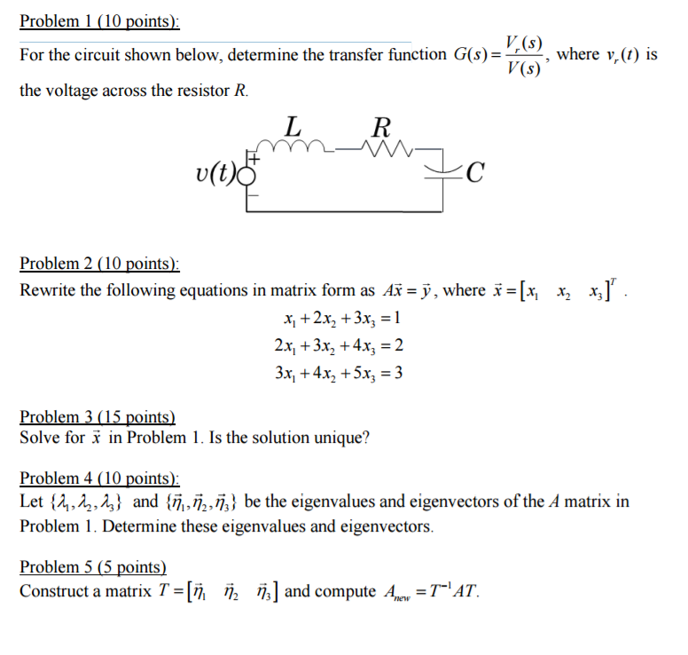 Solved For The Circuit Shown Below Determine The Transfe Chegg Com