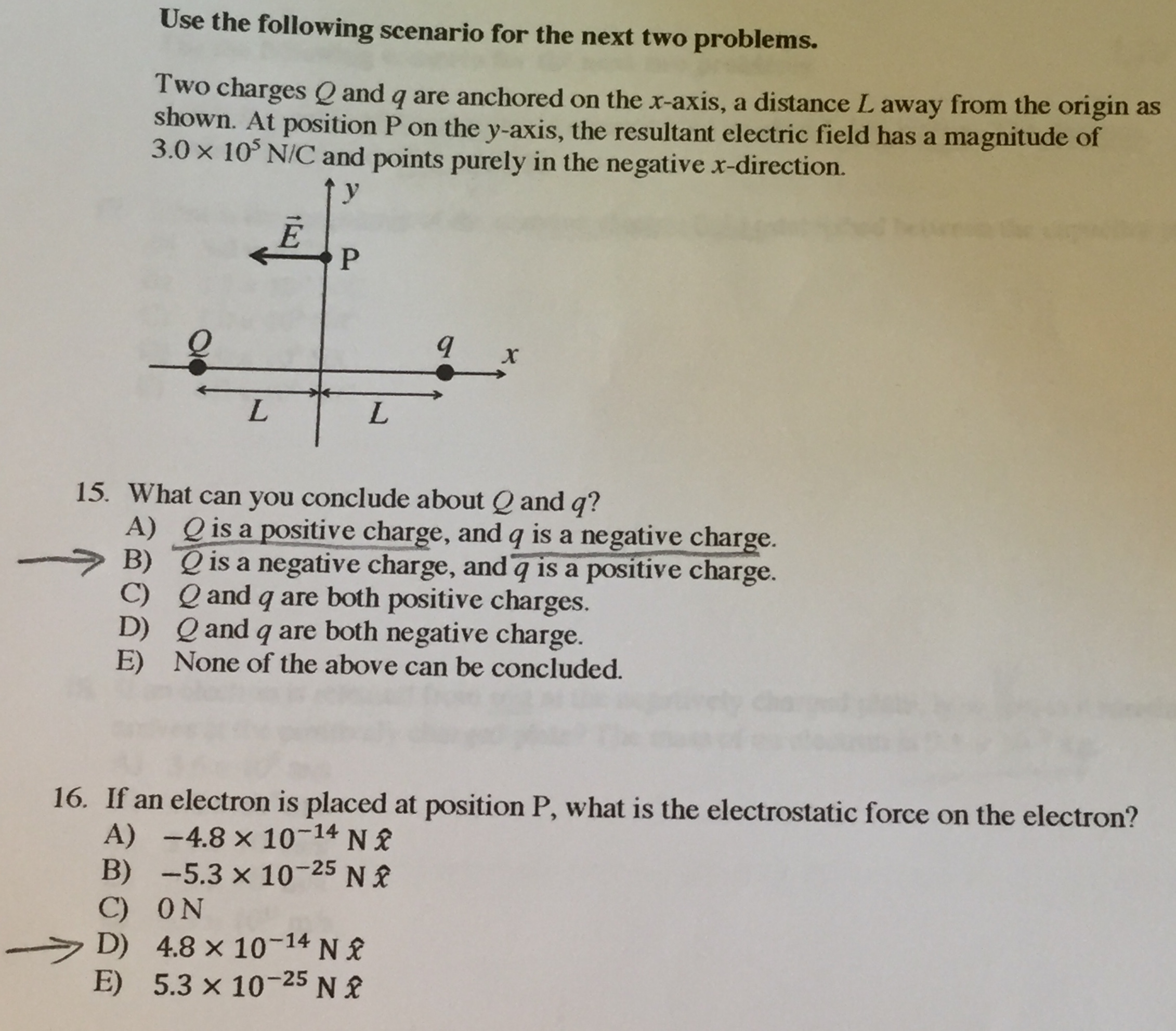 Solved Two Charges Q And Q Are Anchored On The X Axis A Chegg Com