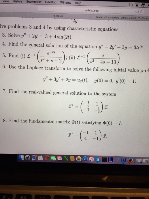 Solved Solve Y 2y 3 4sin 2t Find The General Chegg Com