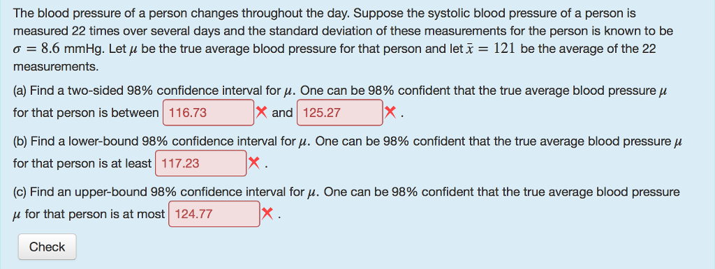 Solved The Blood Pressure Of A Person Changes Throughout