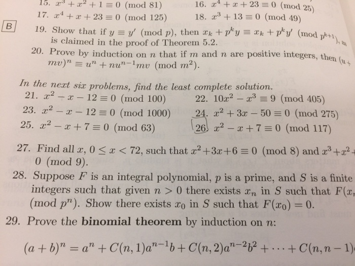 Solved 26 Number Theory Find The Least Complete Solution Chegg Com