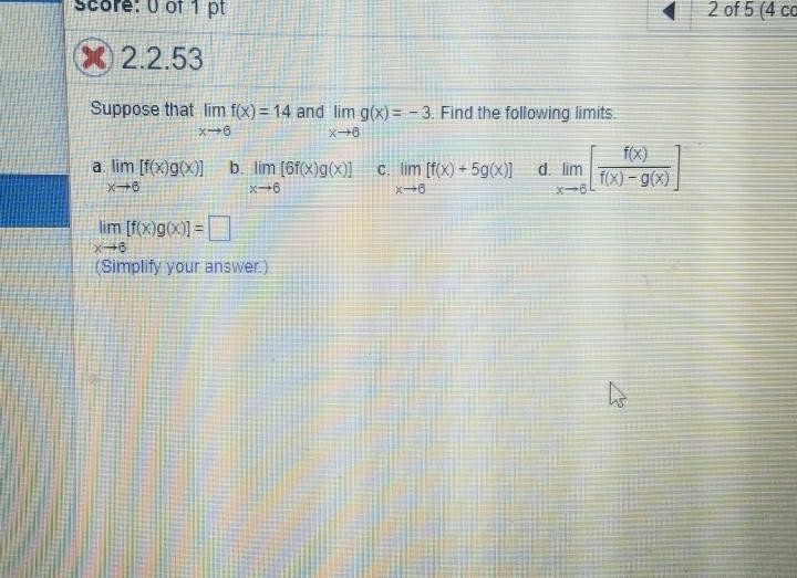 Solved 2 Of 5 4 Ca Score 0 Of 1 Pt 2 2 53 Suppose That L Chegg Com