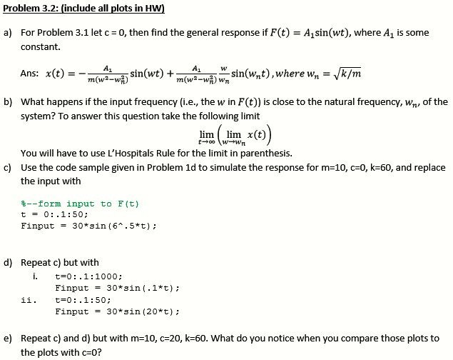 Problem 3 2 Include All Plots In For Problem 3 1 Chegg Com