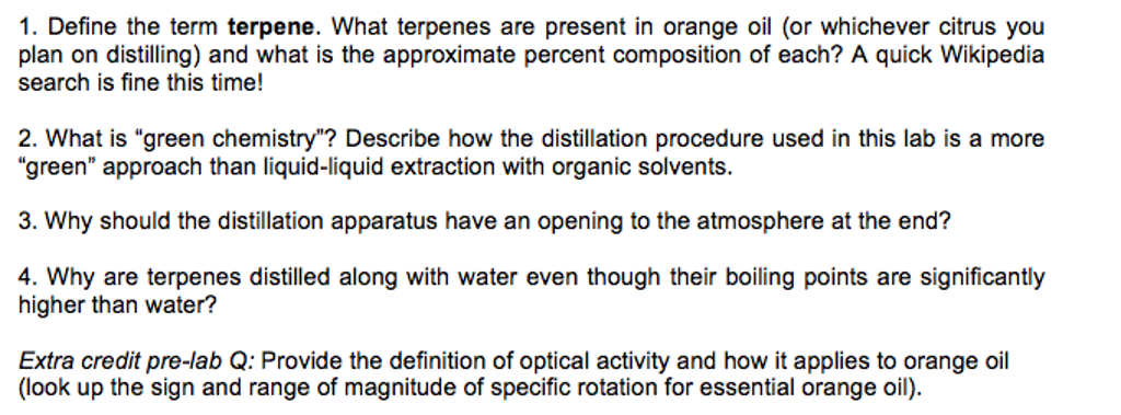 Define the term terpene. What terpenes are present in