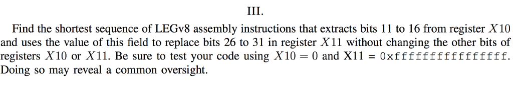 Find The Shortest Sequence Of LEGv8 Assembly Instr