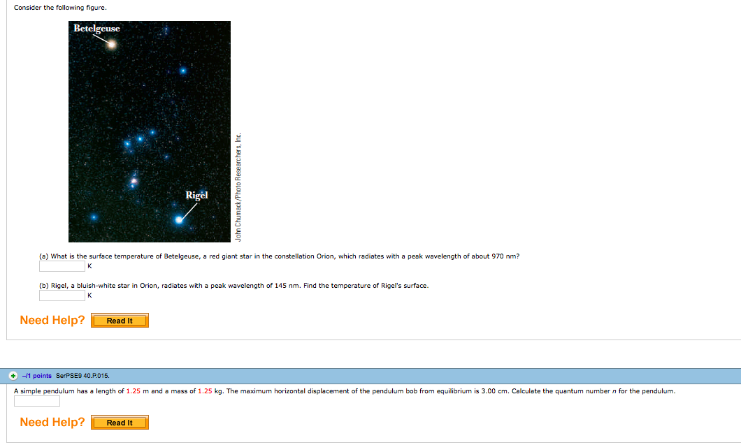 Solved Consider The Following Figure. Betelgeuse Rigel (a